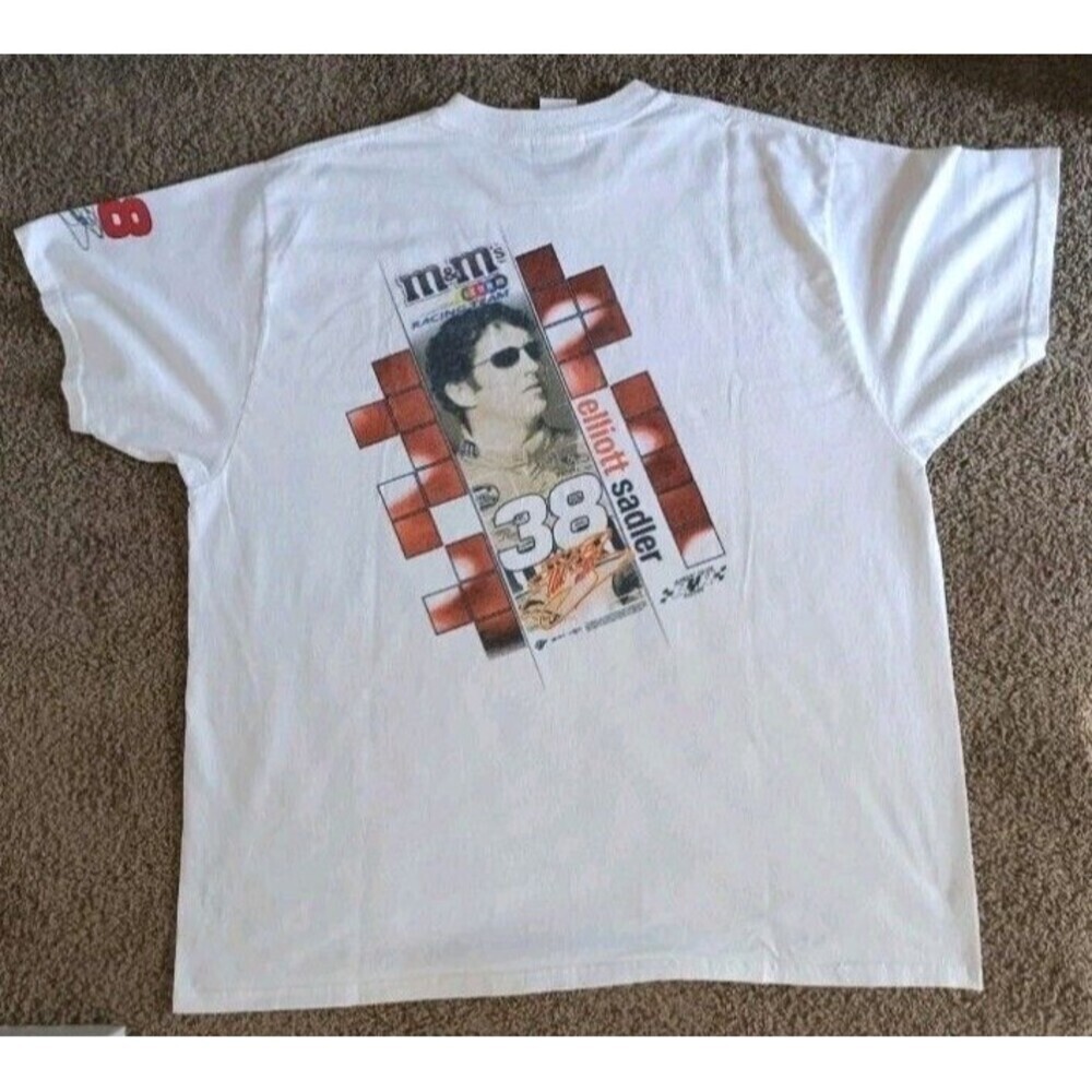 Vintage NASCAR Elliot Sandler T-Shirt Men's 2XL White Short Sleeve